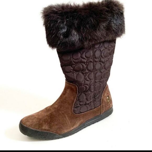 Coach Talen Winter Boots, Suede and Genuine Rabbit Fur size 8 - Picture 1 of 12
